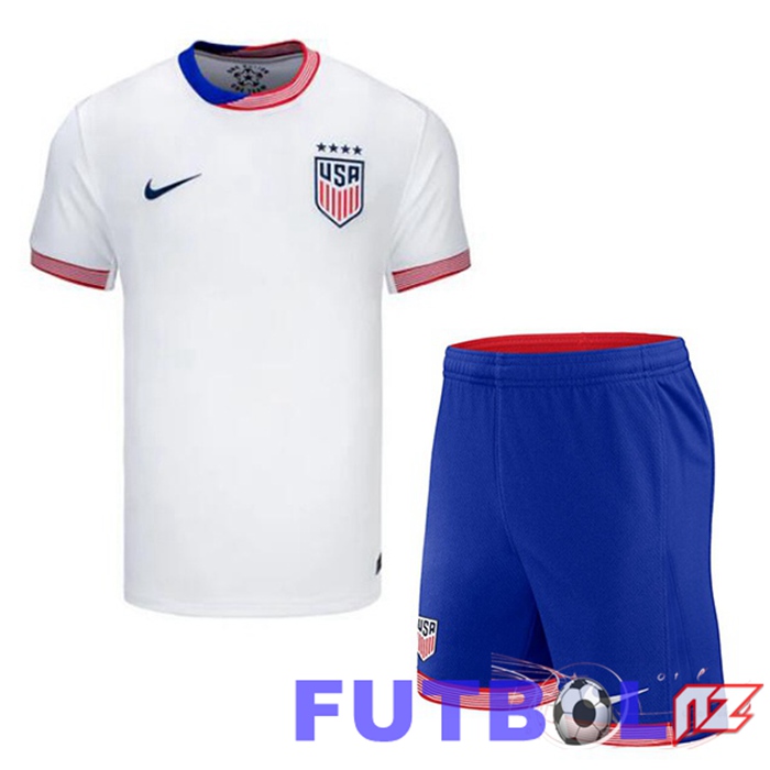 Camisetas De Futbol Equipe De Estados Unidos Ninos Primera Blanco 2024/2025