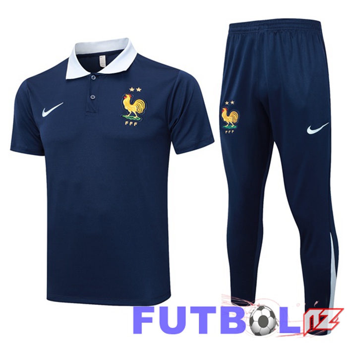 Camiseta Polo Francia + Pantalones Azul Real 2024/2025