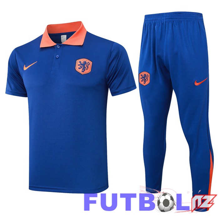 Camiseta Polo Países Bajos + Pantalones Azul 2024/2025 Camiseta Polo Países Bajos + Pantalones Azul 2024/2025