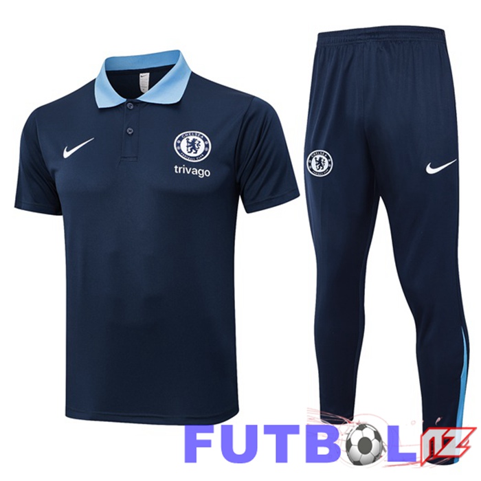 Camiseta Polo Chelsea + Pantalones Azul Real 2024/2025