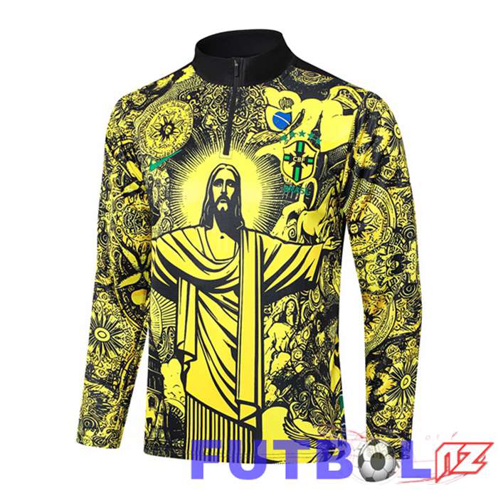 Sudadera De Entrenamiento Brasil Amarillo Negro 2024/2025