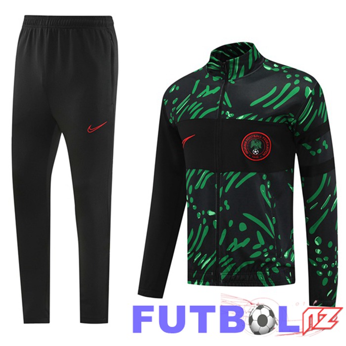 Chandal Equipos De Futbol - Chaqueta Nigeria Negro Verde 2024/2025