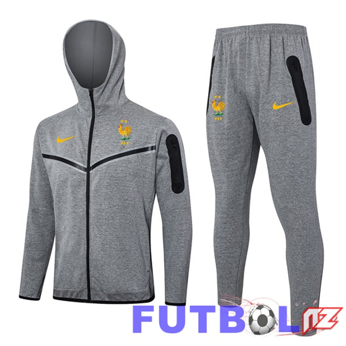 Chandal Futbol - Sudadera Con Capucha Francia Gris 2024/2025