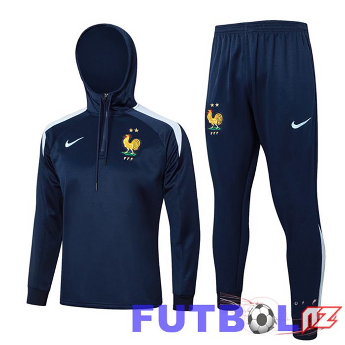 Chandal Futbol - Sudadera Con Capucha Francia Azul Real 2024/2025
