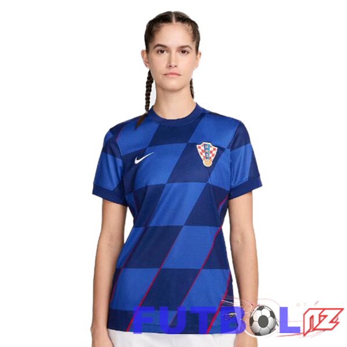 Camiseta Nacional Croacia Mujer Segunda Azul 2024/2025 Camiseta Nacional Croacia Mujer Segunda Azul 2024/2025