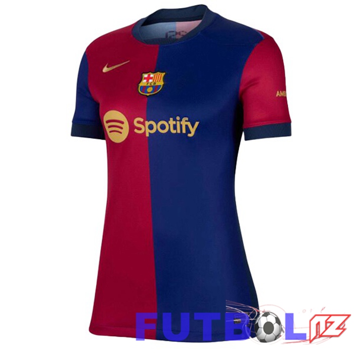 Camisetas De Futbol FC Barcelona Mujer Primera Spotify Azul Rojo 2024/2025