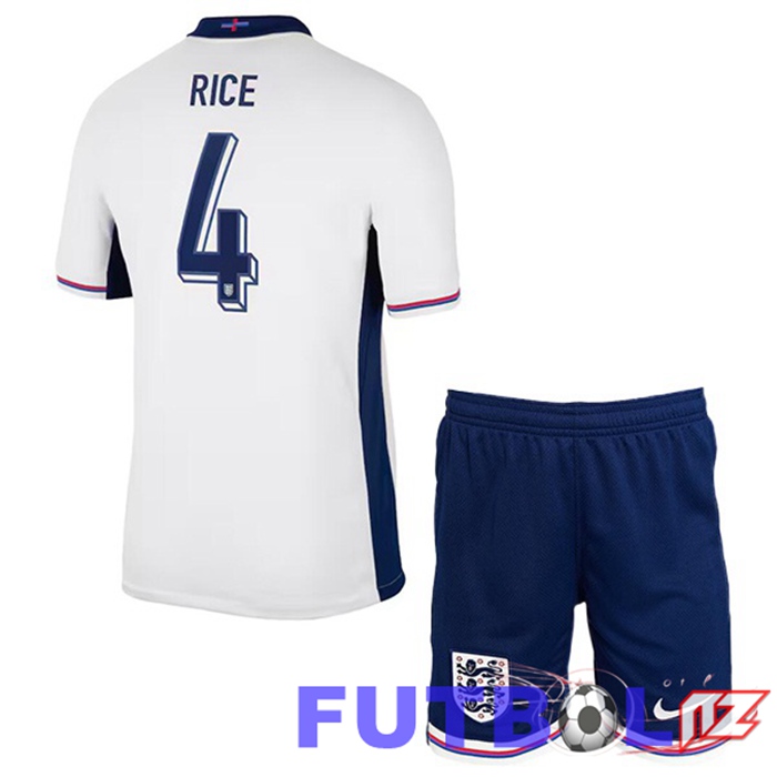 Camiseta Equipe Inglaterra (Rice 4) Ninos Primera Blanco 2024/2025