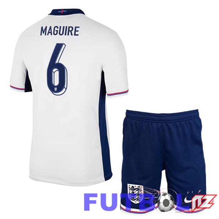 Camiseta Equipe Inglaterra (Maguire 6) Ninos Primera Blanco 2024/2025