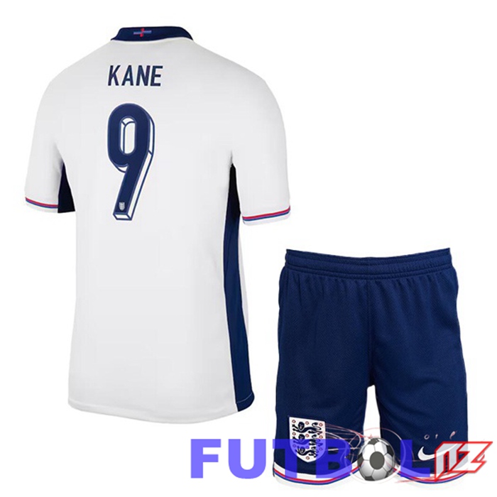 Camiseta Equipe Inglaterra (Kane 9) Ninos Primera Blanco 2024/2025