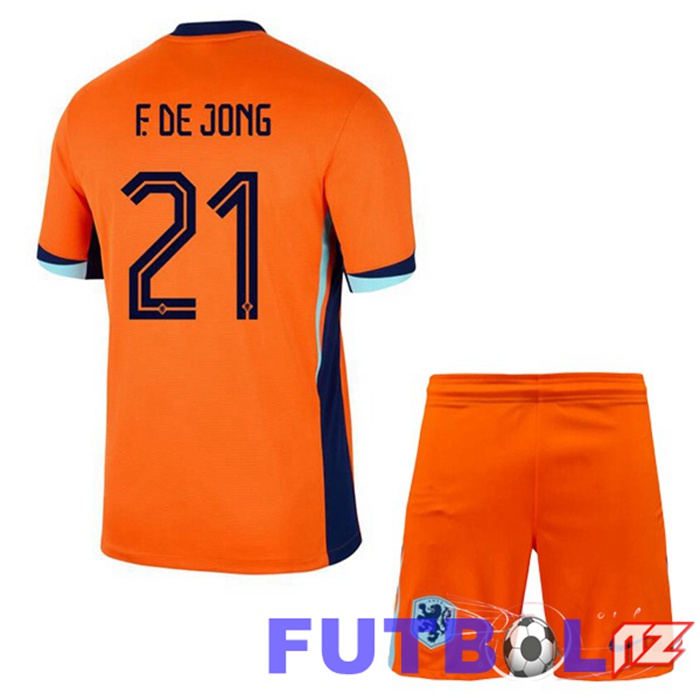 Camiseta Equipe Países Bajos (F. De JONG 21) Ninos Primera Naranja 2024/2025