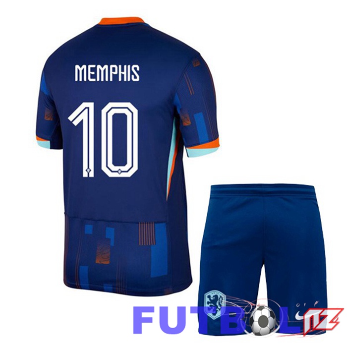 Camiseta Equipe Países Bajos (MEMPHIS 10) Ninos Segunda Azul Real 2024/2025