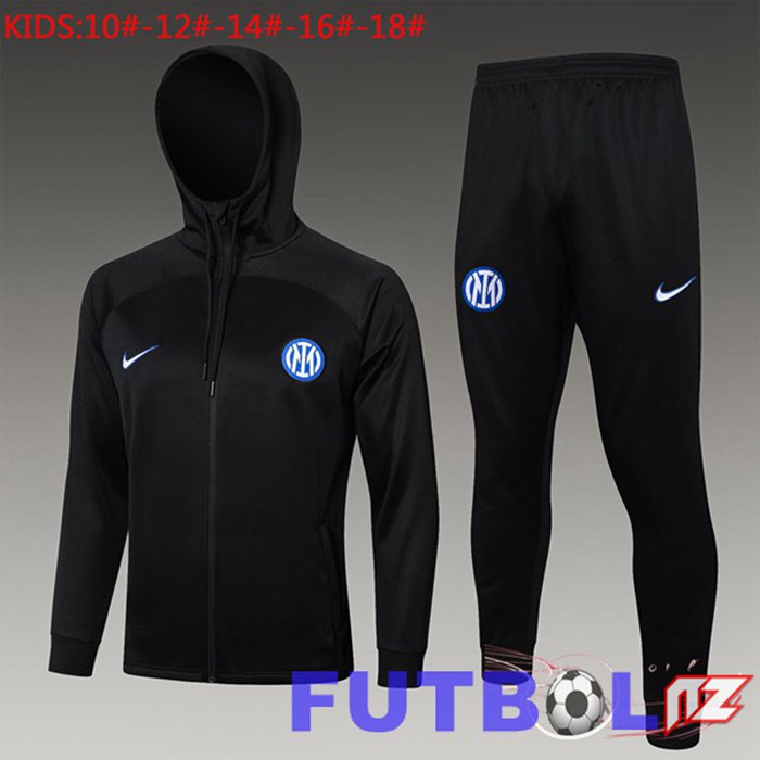 Chaqueta Con Capucha Chandal Futbol Inter Milan Ninos Negro2024/2025