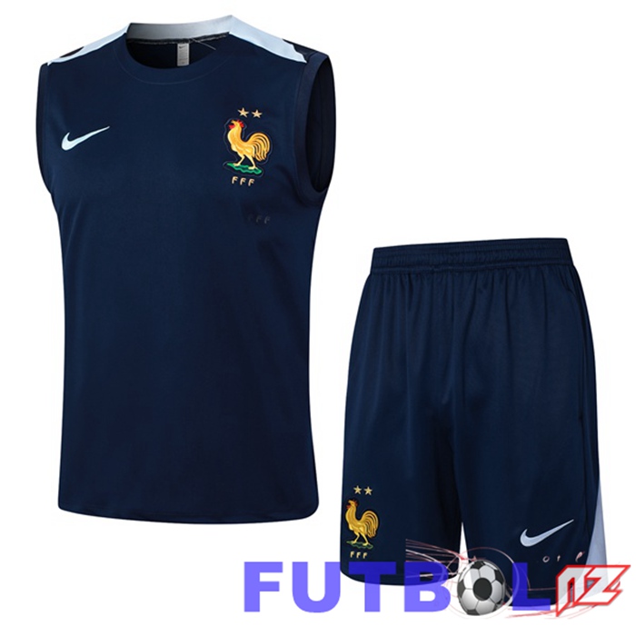 Chalecos Futbol Francia + Cortos Azul Real 2024/2025