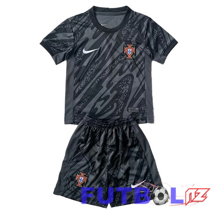 Camiseta Equipe Portugal Ninos Portero Negro UEFA Euro 2024