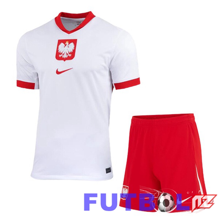 Camiseta Equipe Polonia Ninos Primera Blanco UEFA Euro 2024