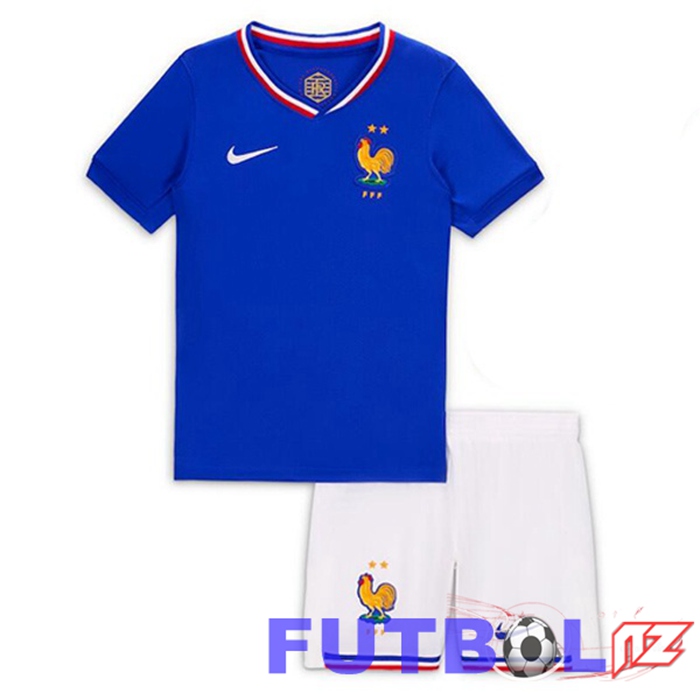 Camiseta Equipe Francia Ninos Primera Azul UEFA Euro 2024