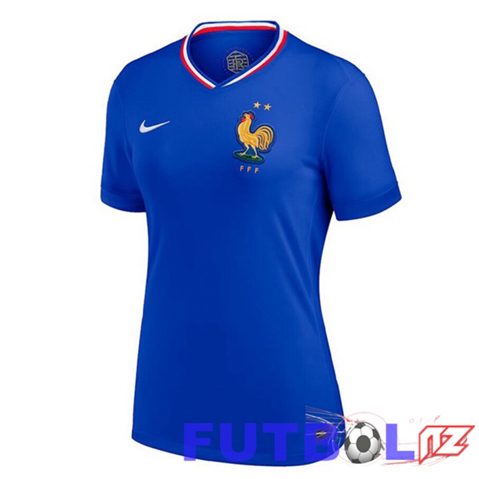 Camiseta Equipe Francia Mujer Primera Azul UEFA Euro 2024