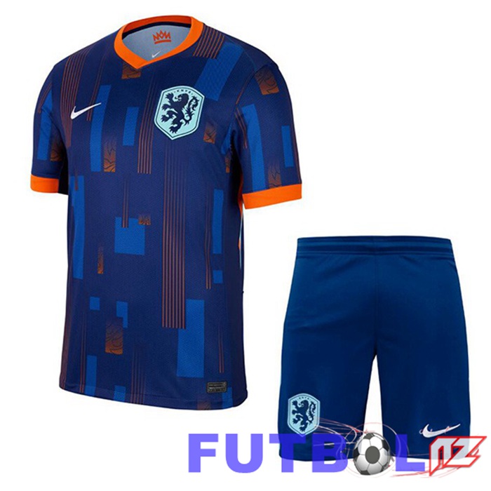 Camiseta Equipe Países Bajos Ninos Segunda Azul Real UEFA Euro 2024