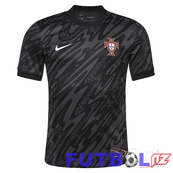 Camiseta Equipe Portugal Portero Negro UEFA Euro 2024