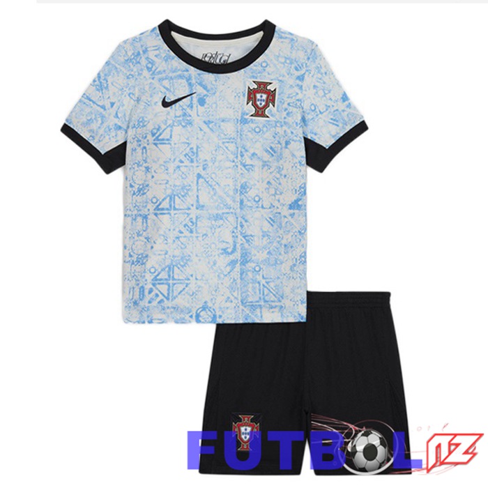 Camiseta Equipe Portugal Ninos Segunda Azul Blanco UEFA Euro 2024