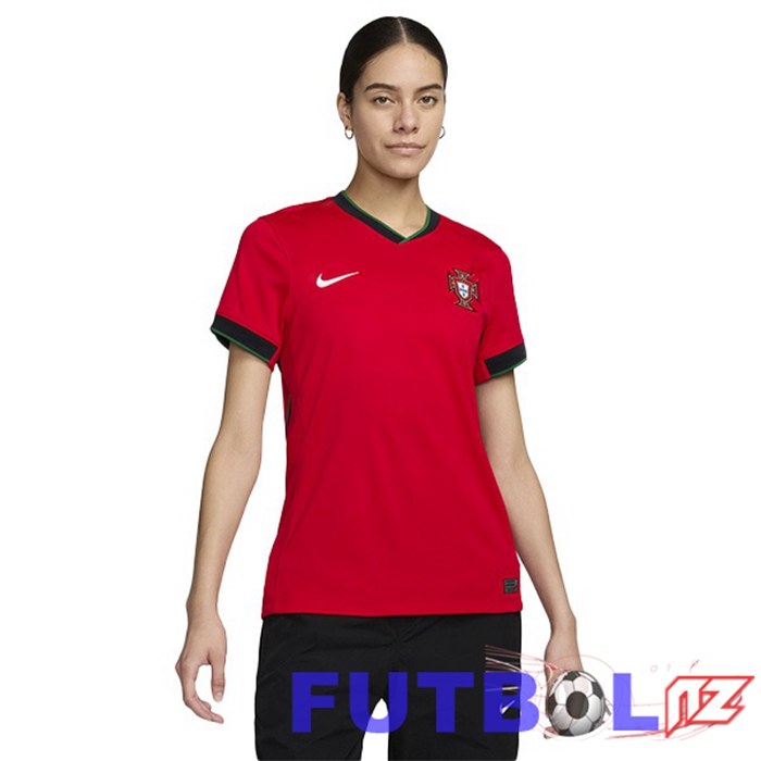 Camiseta Equipe Portugal Mujer Primera Rojo UEFA Euro 2024