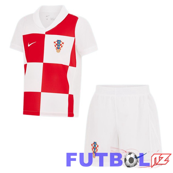 Camiseta Nacional Croacia Ninos Primera Blanco UEFA Euro 2024