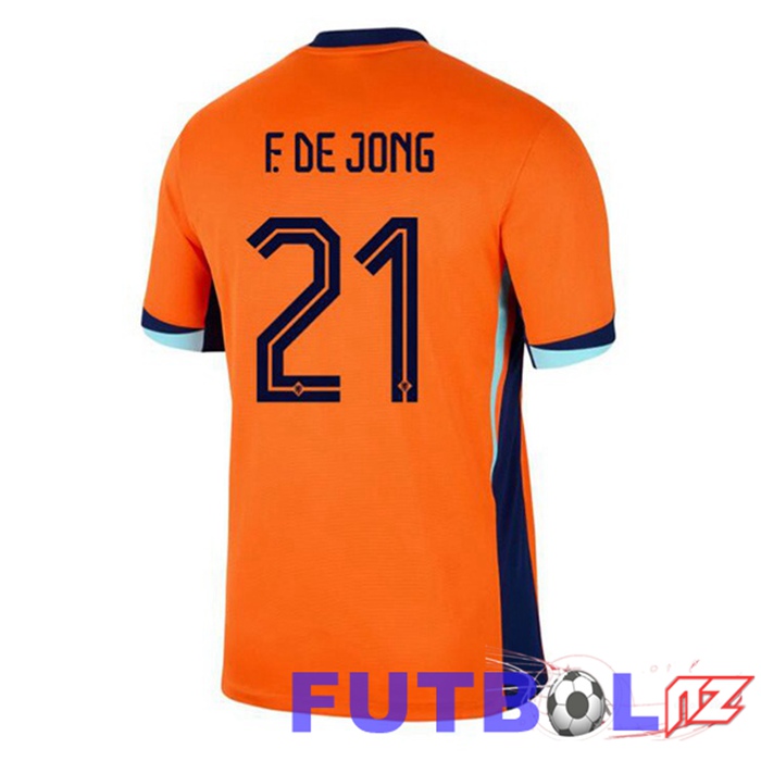 Camiseta Equipe Países Bajos (F. De JONG 21) Primera Naranja UEFA Euro 2024