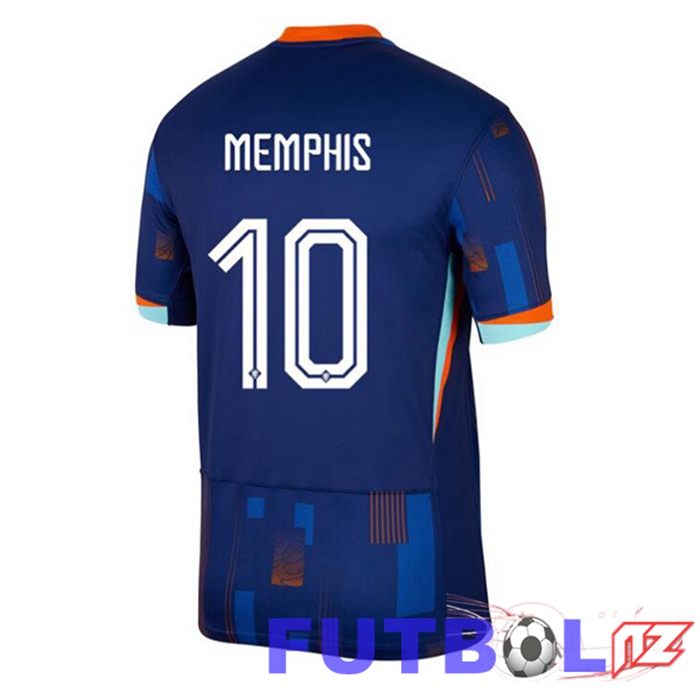 Camiseta Equipe Países Bajos (MEMPHIS 10) Segunda Azul Real UEFA Euro 2024