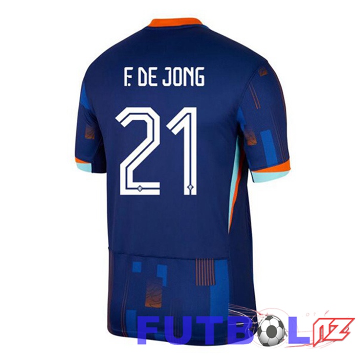 Camiseta Equipe Países Bajos (F. De JONG 21) Segunda Azul Real UEFA Euro 2024