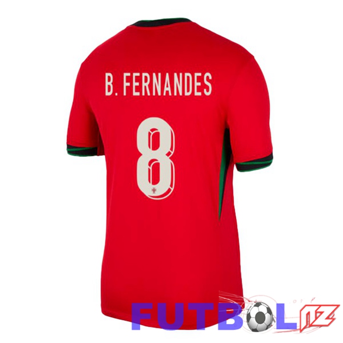 Camiseta Equipe Portugal (B. FERNANDES 8) Primera Rojo UEFA Euro 2024