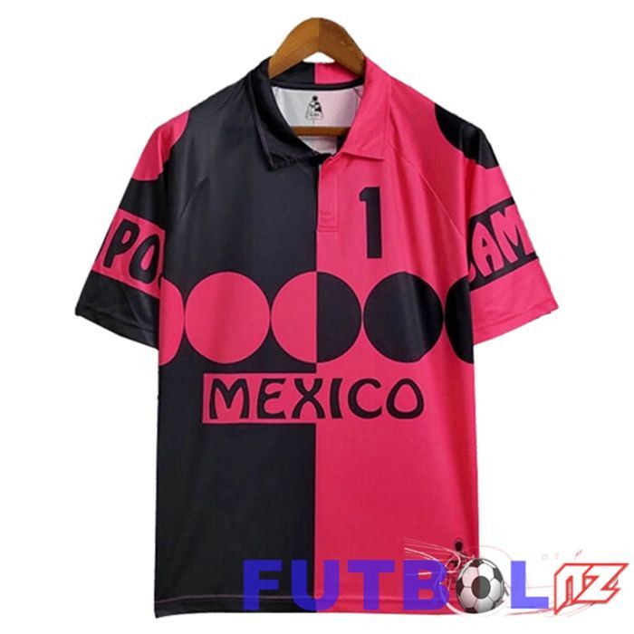 Camisetas De Futbol México Retro Portero Negro/Rosa 1998