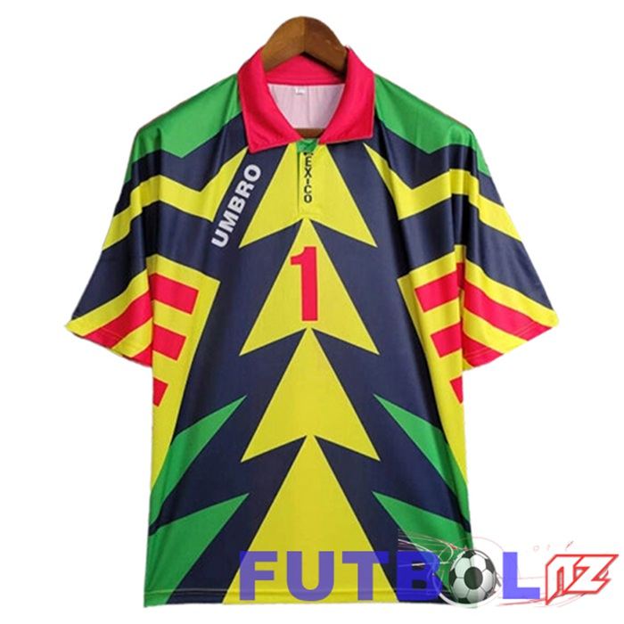 Camisetas De Futbol México Retro Portero Amarillo/Azul