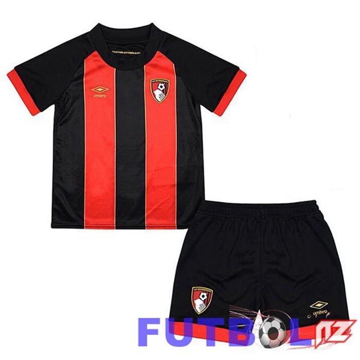 Camisetas De Futbol AFC Bournemouth Ninos Primera Negro Rojo 2024/2025