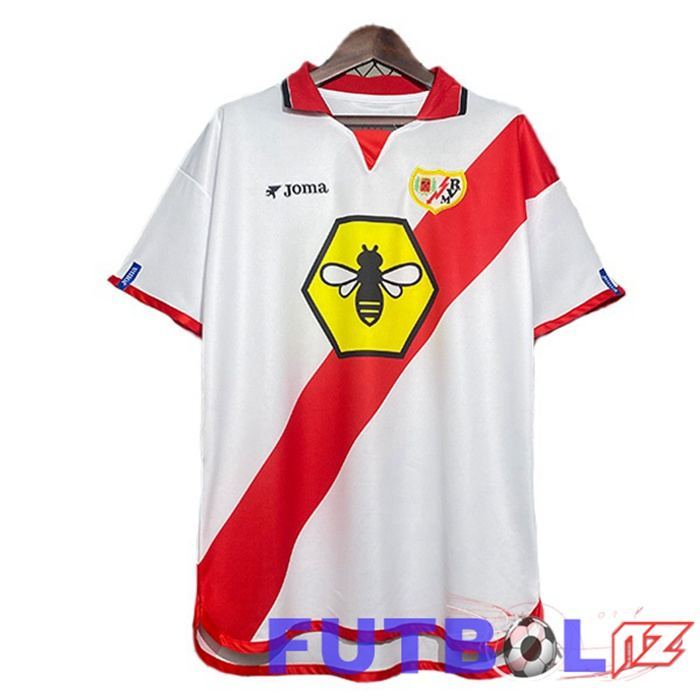 Camisetas De Futbol Rayo Vallecano Retro Primera Blanco Rojo 2001-2002
