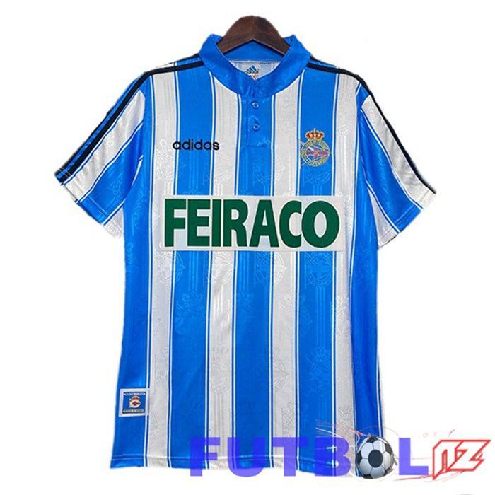 Camisetas De Futbol Deportivo La Coruna Retro Primera Azul Blanco 1997-1998