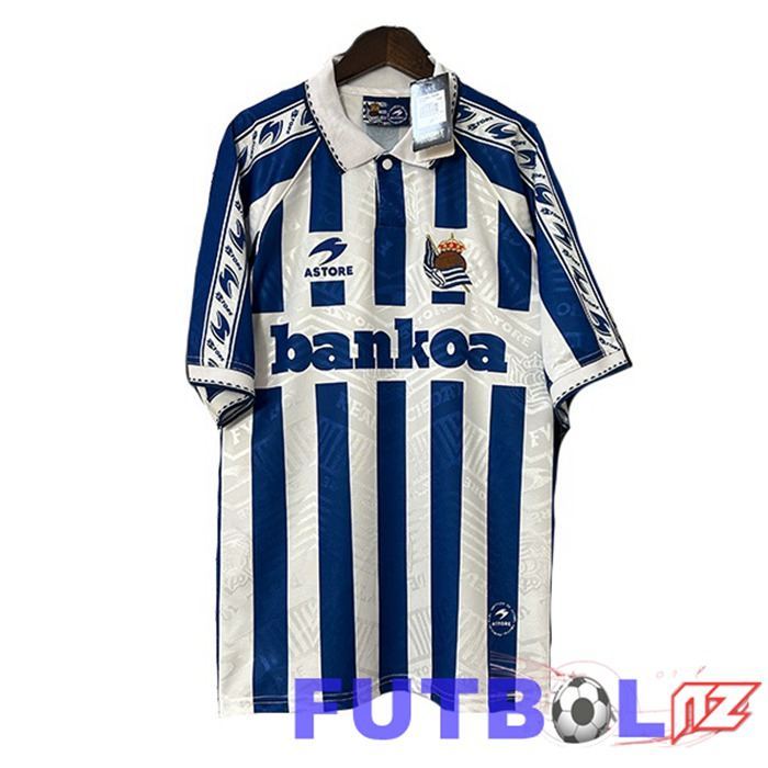 Camisetas De Futbol Real Sociedad Retro Primera Blanco Azul 1994-1995