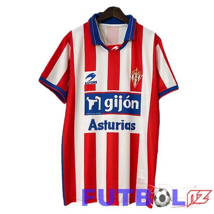 Camisetas De Futbol Sporting Gijon Retro Primera Blanco Rojo 2001-2002