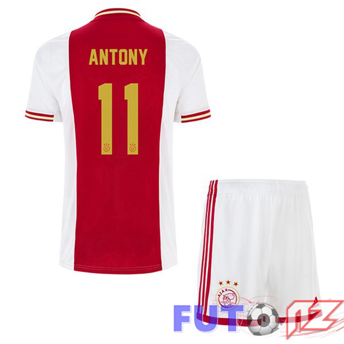 Camiseta AFC Ajax (Antony 11) Ninos Primera Blanco Rojo 22/23