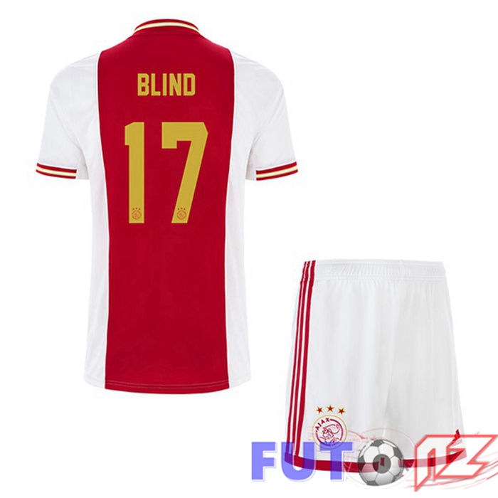 Camiseta AFC Ajax (Blind 17) Ninos Primera Blanco Rojo 22/23