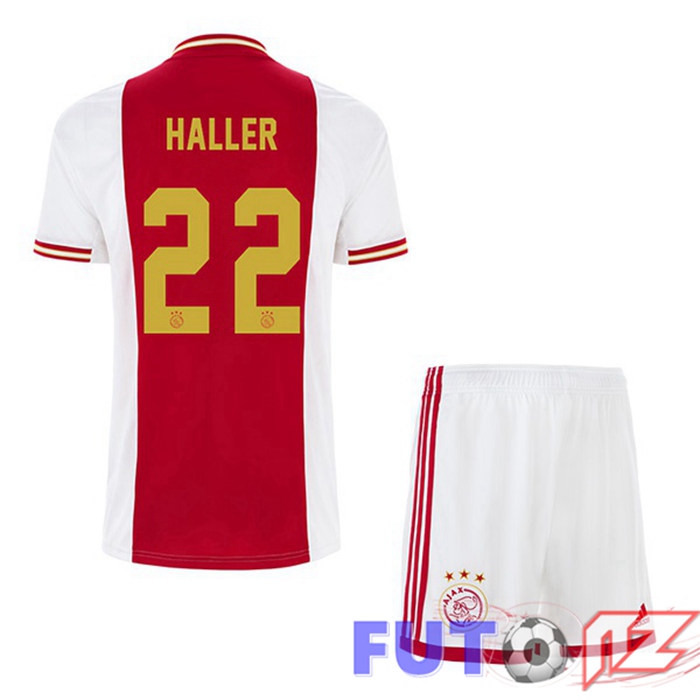 Camiseta AFC Ajax (Haller 22) Ninos Primera Blanco Rojo 22/23