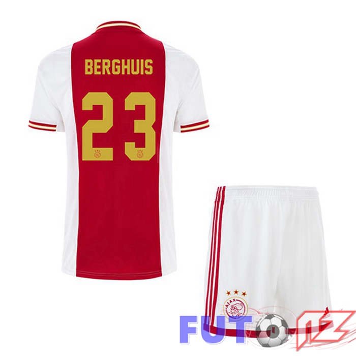 Camiseta AFC Ajax (Berghuis 23) Ninos Primera Blanco Rojo 22/23