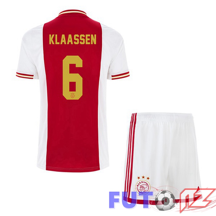 Camiseta AFC Ajax (Klaassen 6) Ninos Primera Blanco Rojo 22/23