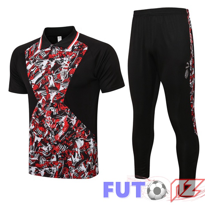 Camiseta Polo AC Milan + Pantalones Negro Rojo 21/22