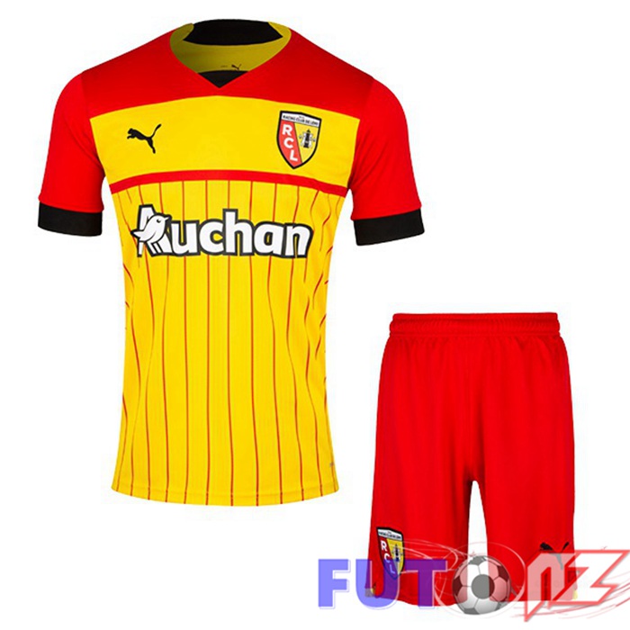 Camiseta RC Lens Ninos Primera Amarillo Rojo 22/23