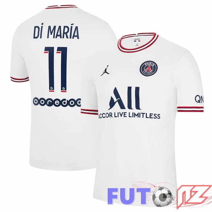 Camiseta Jordan Paris PSG (Di Maria 11) Mujer Cuatro Blanco 2021/2022