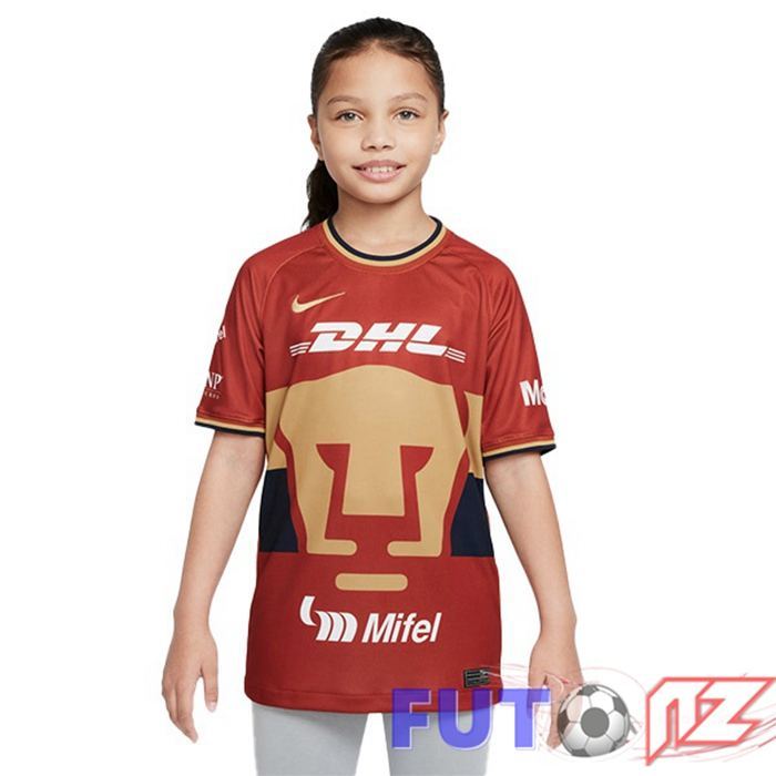 Camiseta Pumas UNAM Ninos Tercera Rojo Fonce 22/23