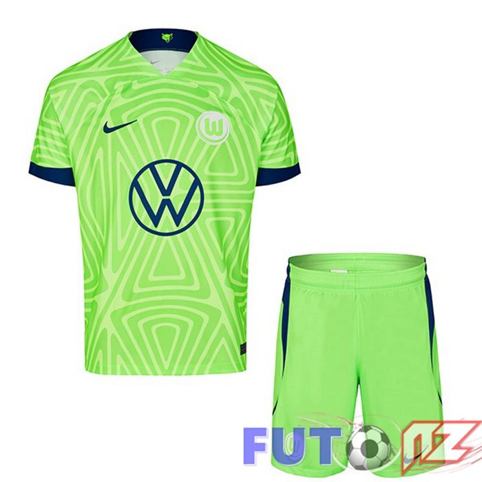 Camiseta Vfl Wolfsburg Ninos Primera Verde 22/23