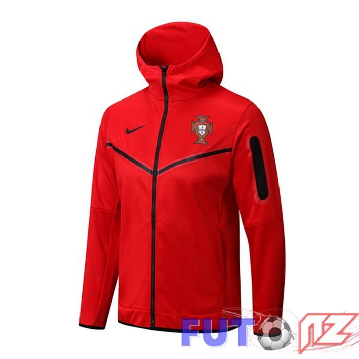 Chaqueta Con Capucha Portugal Rojo 2022/2023 Chaqueta Con Capucha Portugal Rojo 2022/2023