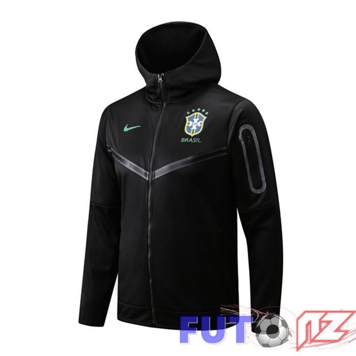 Chaqueta Con Capucha Brasil Negro 2022/2023
