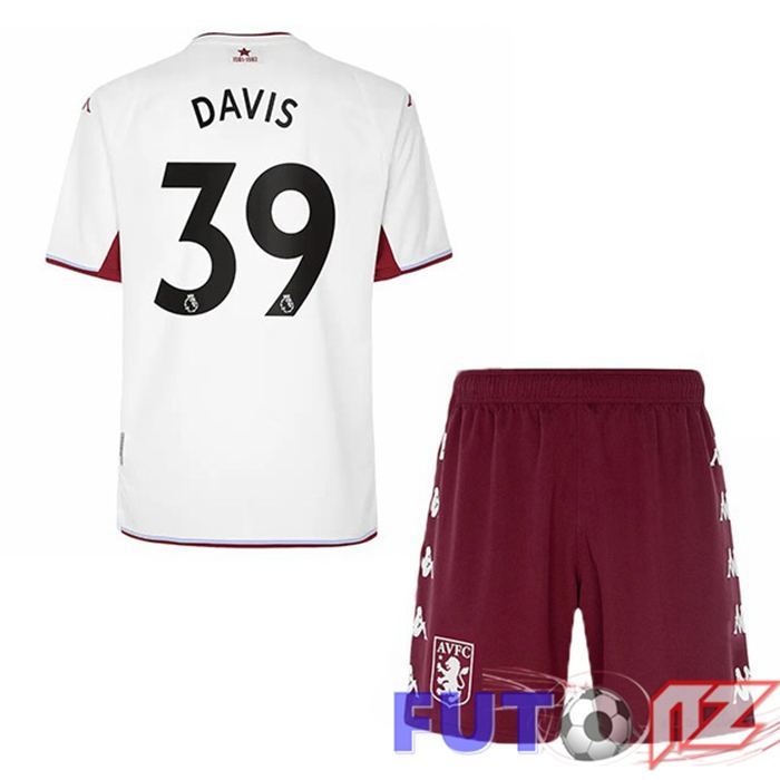 Camiseta Aston Villa (Davis 39) Ninos Segunda Blanco 2021/22